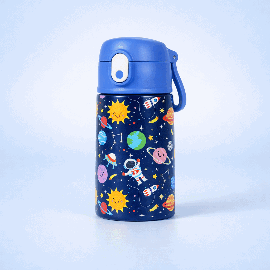 Bidon termiczny dla dzieci SOVENTI 400ml kosmos czarno-niebieski - zdjęcie 4
