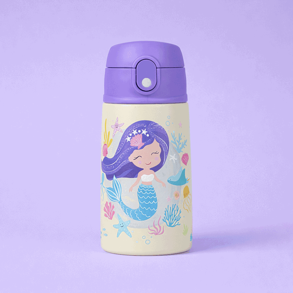 Bidon termiczny dla dzieci SOVENTI 400ml syrenka mermaid fioletowy - zdjęcie 1
