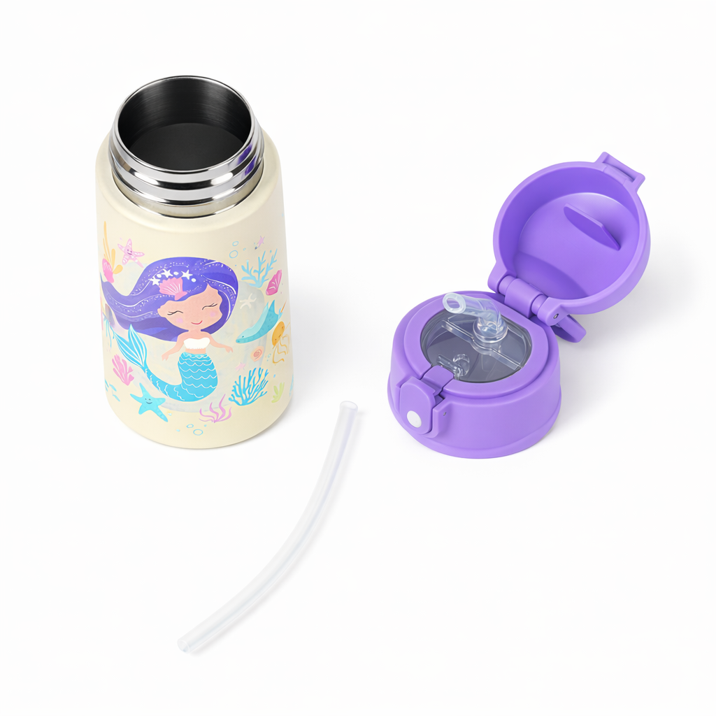 Bidon termiczny dla dzieci SOVENTI 400ml syrenka mermaid fioletowy - zdjęcie 3