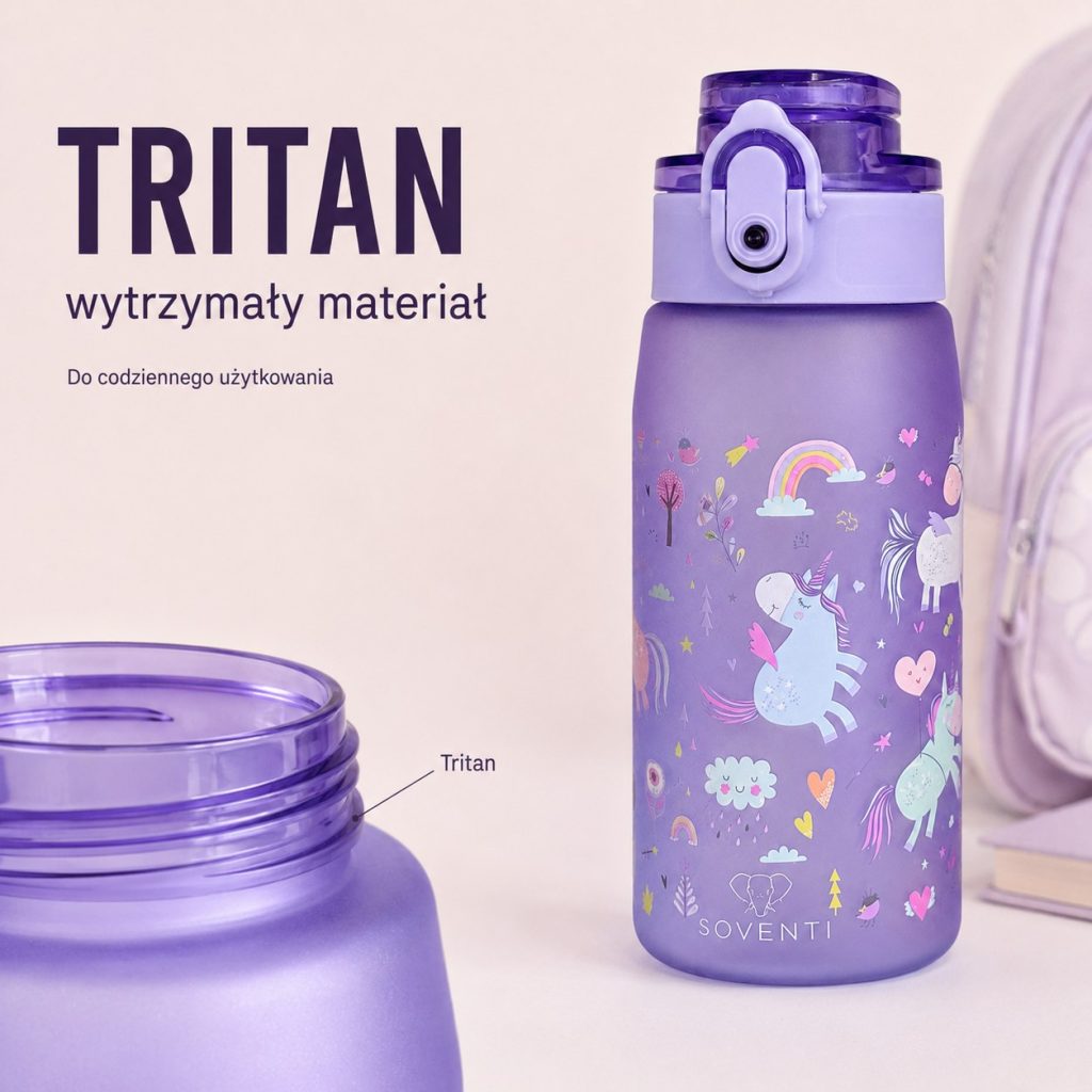 Bidon SOVENTI Jednorożce Fiolet 420 ml — zdjęcie 4