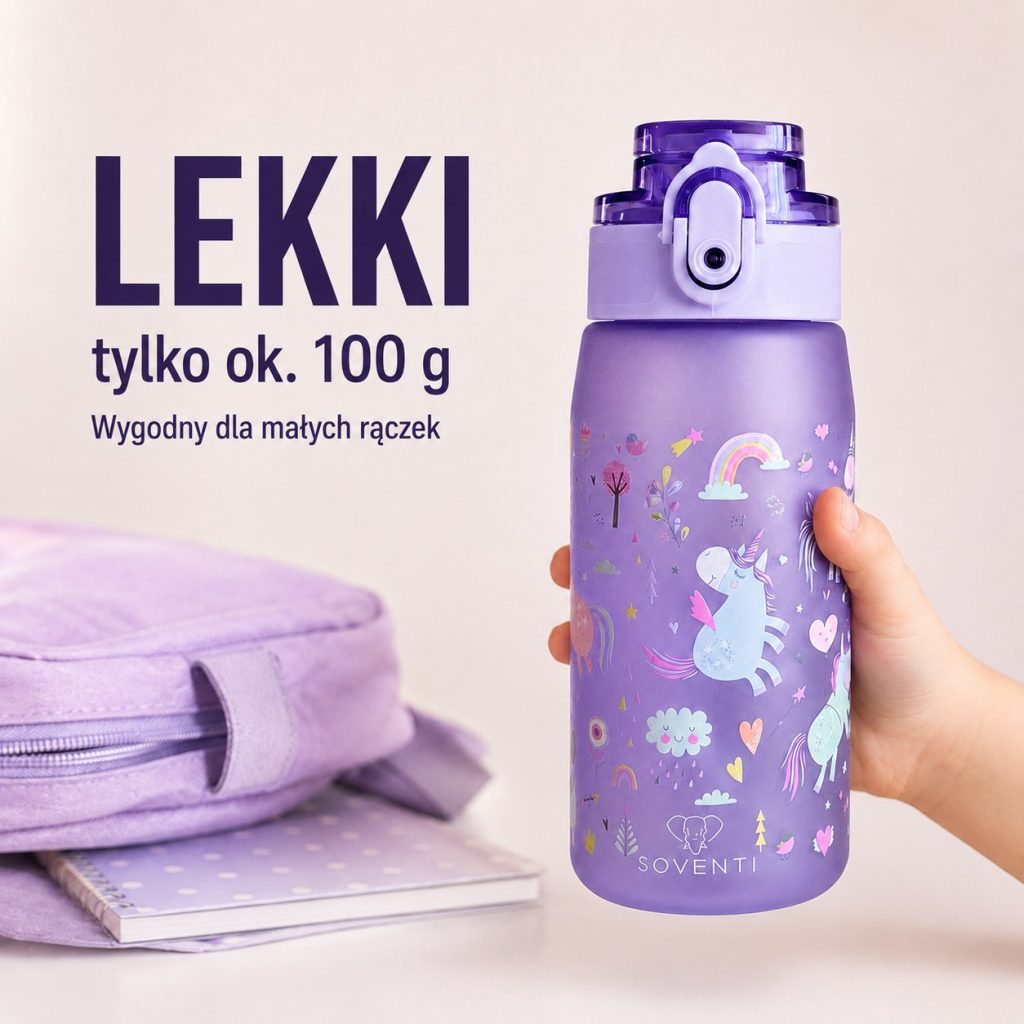 Bidon SOVENTI Jednorożce Fiolet 420 ml — zdjęcie 5