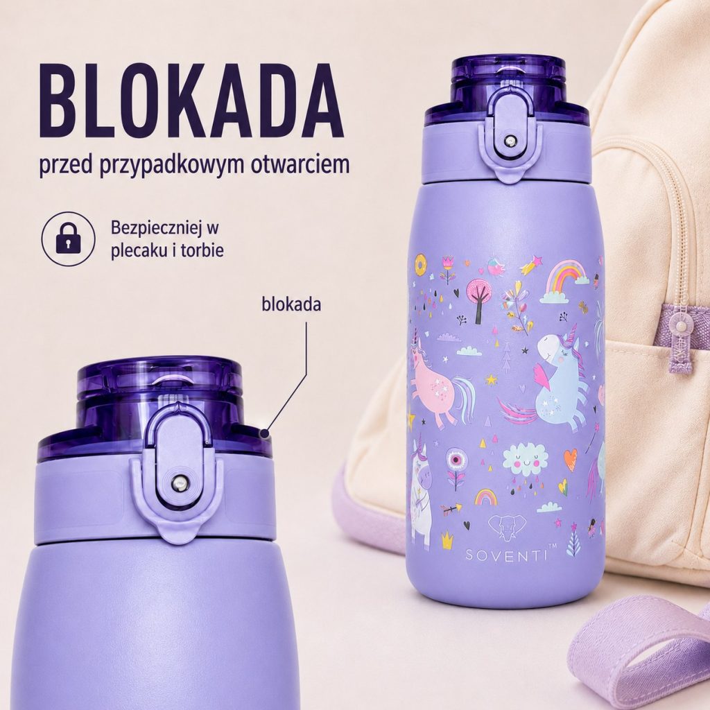 Bidon SOVENTI Jednorożce Lawenda 350 ml — zdjęcie 3