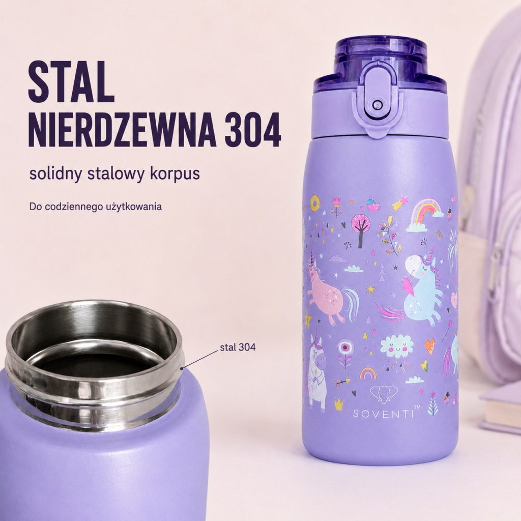 Bidon SOVENTI Jednorożce Lawenda 350 ml — zdjęcie 4